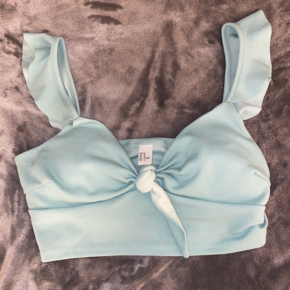 Shein Ruffle Knot Front Cami Crop Top - Picture 3 of 5
